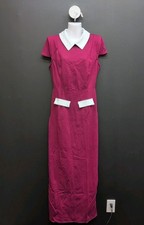 Fashion Nova All Business Ponte Contrast Collar Back Zipper Maxi Dress L Wine