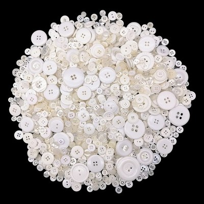 600-700Pcs White Buttons for Crafts Bulk White Craft Buttons Assorted Size fo