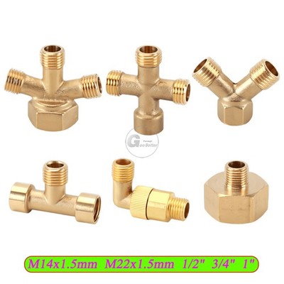 Messing Gewindefitting T-Stück Muffe Winkel Nippel M22 M14 1/2'' Für Sprühgeräte