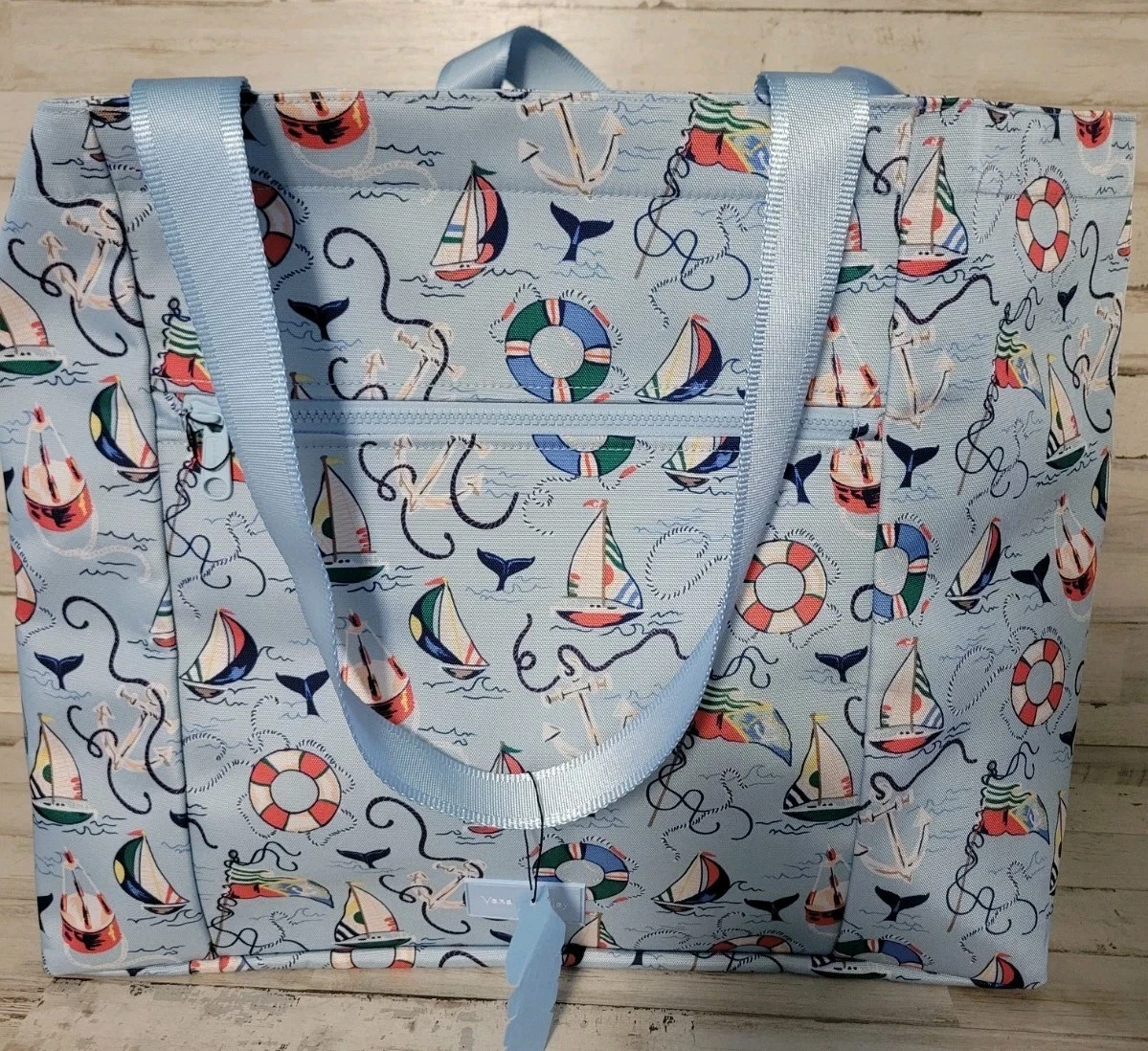 Vera Bradley Light Blue Beach-Print Drawstring Tote Vera - Drawstring Family Tote Pro Tip: Cinch the mesh  main image 2