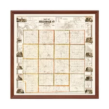 Old Map of Hillsdale County, MI 1857 - Vintage Michigan Art