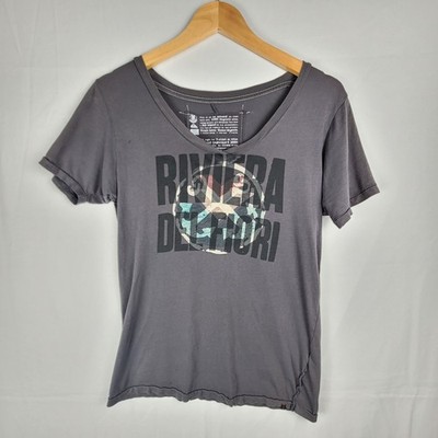 Quiksilver Riviera Dei Fiori Gray Graphic Tee Shirt Women s Medium Organic Cotto