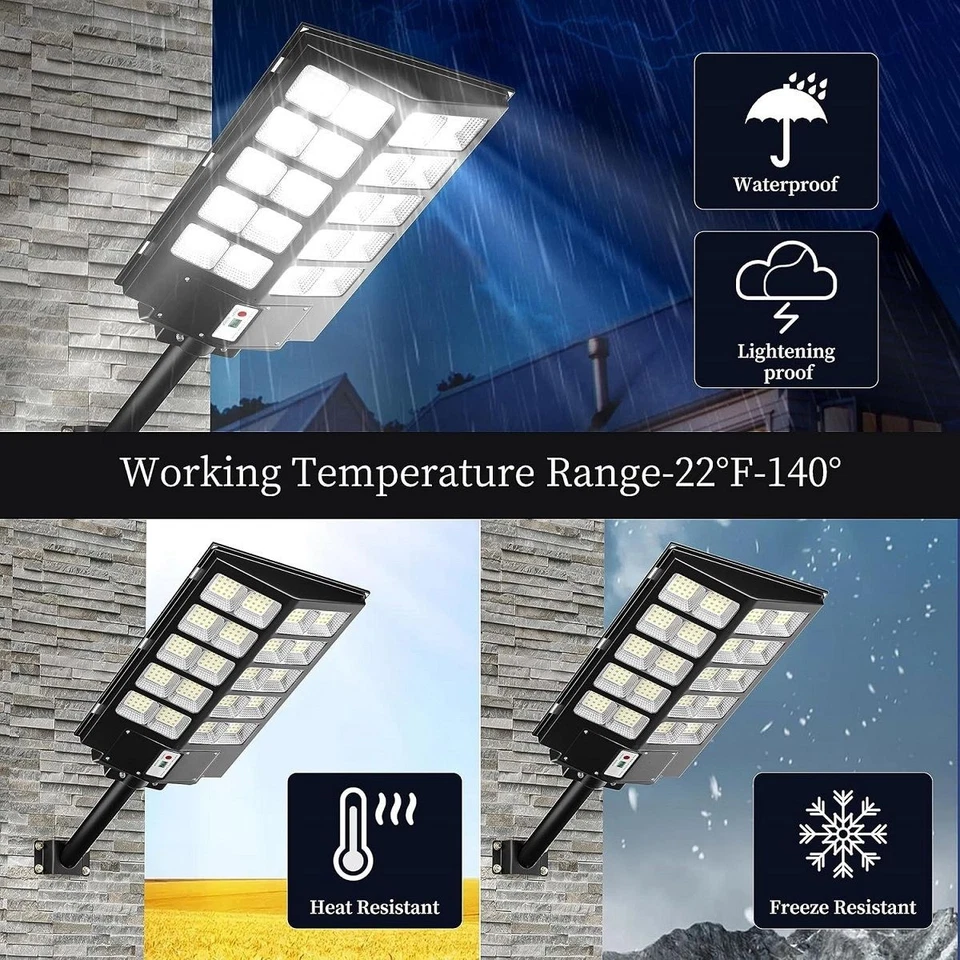 PFCTART Commercial Large Solar Street Light Outdoor IP67 Dusk-to-Dawn Road Lamp - Image 3 of 4