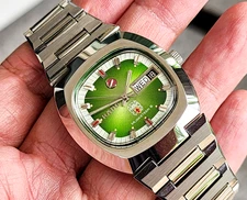 VINTAGE RADO MUSKETEER III AUTOMATIC DAY DATE GENTS GREEN Dial Rare Nice 4.