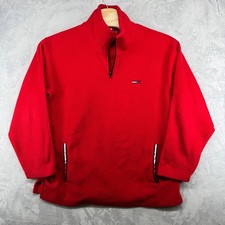 Vintage Tommy Jeans Red Fleece Quarter Zip Pullover Sweatshirt Men's Size L