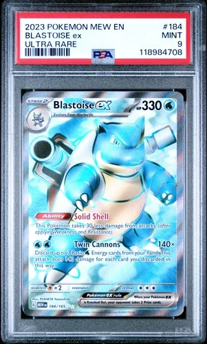 2023 POKEMON MEW EN-151 ULTRA RARE #184 BLASTOISE EX PSA 9