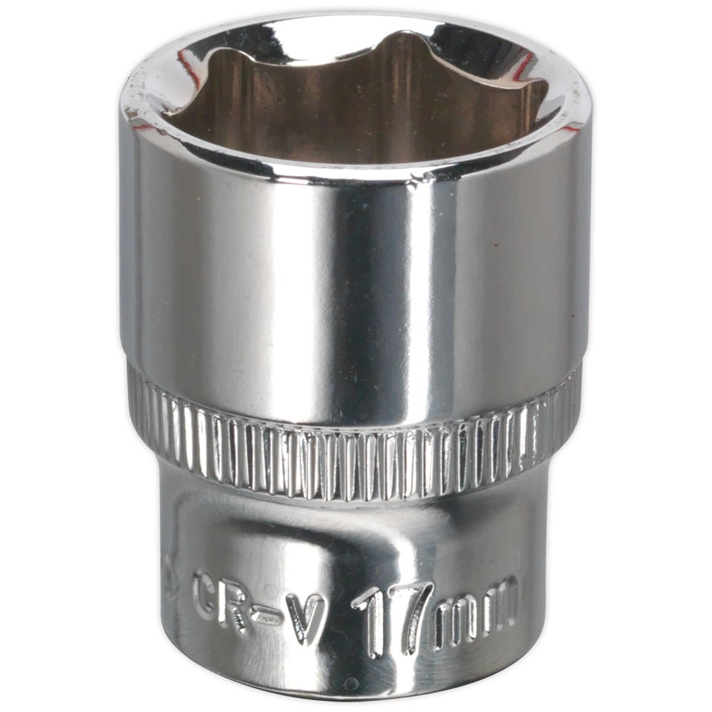Sealey WallDrive® Socket 17mm 3/8Sq Drive Fully Polished
