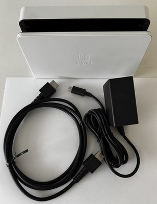 OEM Nintendo Switch OLED White Dock HEG 007 w/ LAN Port, Power Cord & HDMI Cable