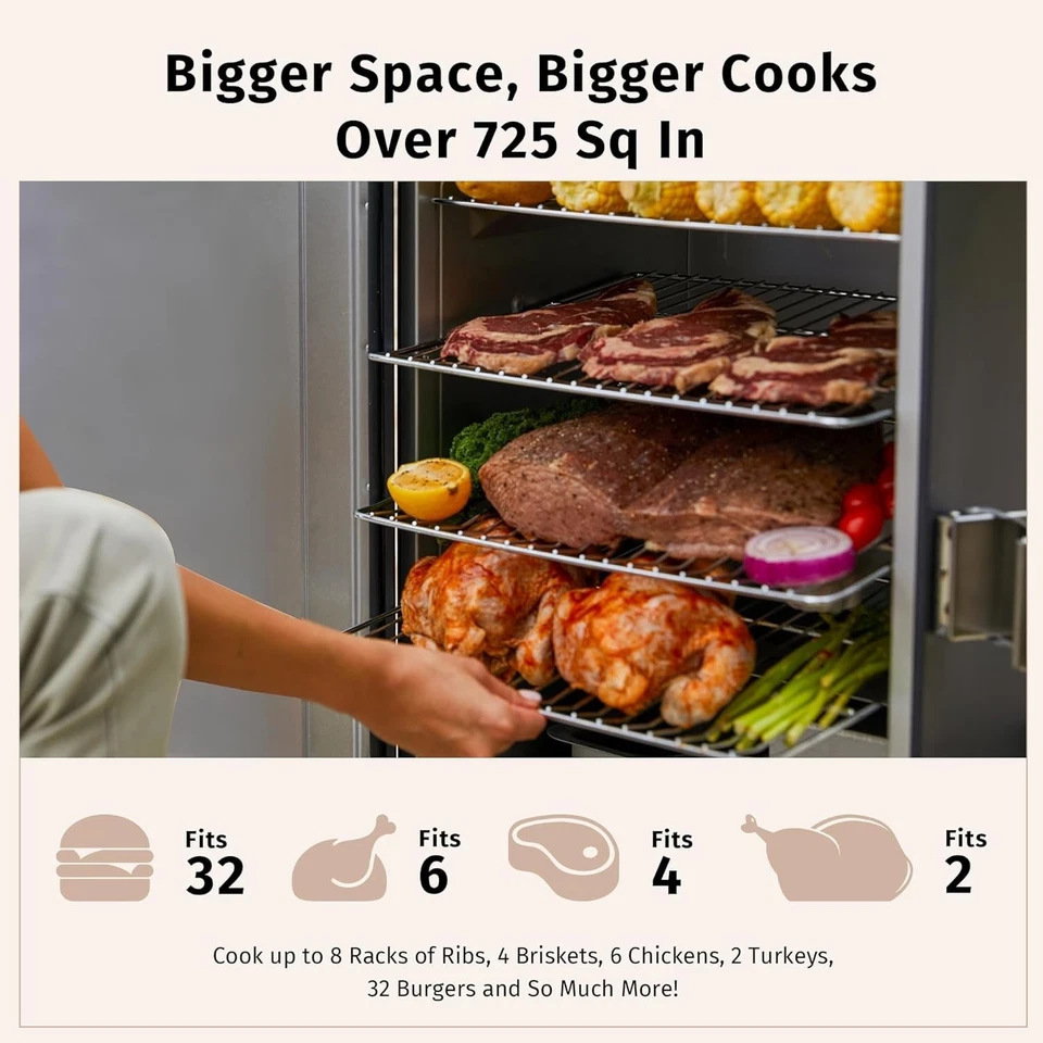 EAST OAK 电动烟熏器-便携式户外烧烤架带数字控制,725 平方米 — 第 3/4 张图片