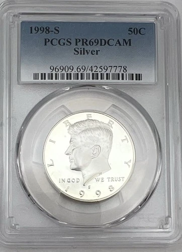 PCGS 1998 S Kennedy Half Dollar 50c PR 69 DCAM Silver Proof Coin San Francisco