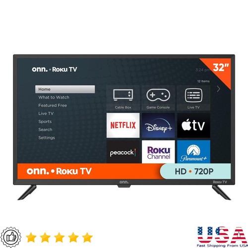 32 Inch Smart LED TV 720P Roku Streaming Remote HDTV 3000 1 Contrast Ratio New
