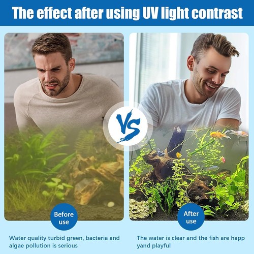 Aquarium Clean Ligh Submersible UV Light with Timer Fish Tank Green Clear Lamp - Picture 7 of 9