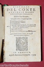 Libro Antico Legatura Pergamena "DISCORSI DEL CONTE ANNIBALE ROMEI" 1594
