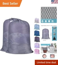 Durable 24x36 Large Mesh Laundry Bags with ID Tag - 2 Pack for Versatile Use