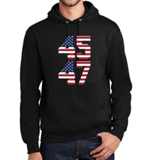 Trump 45 47 2024 Election Black Hoodie Sweatshirt MAGA Political (Size S-2XL)