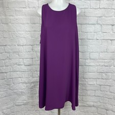 LOFT Shift Dress Large Tall LT Purple Sleeveless Ruffle Back Women's