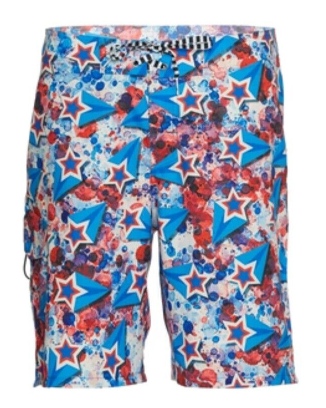 Dolfin Uglies Liberty Board Short Mens M 9" Cargo Pocket Swim Patriotic USA New