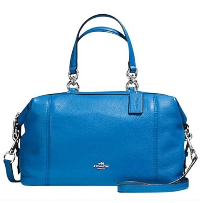 COACH F59325 LENOX LAPIS BLUE LEATHER SATCHEL BAG