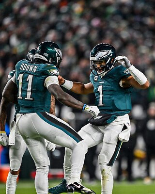 AJ Brown & Jalen Hurts Celebration Philadelphia Eagles 8x10 NFL Football Photo