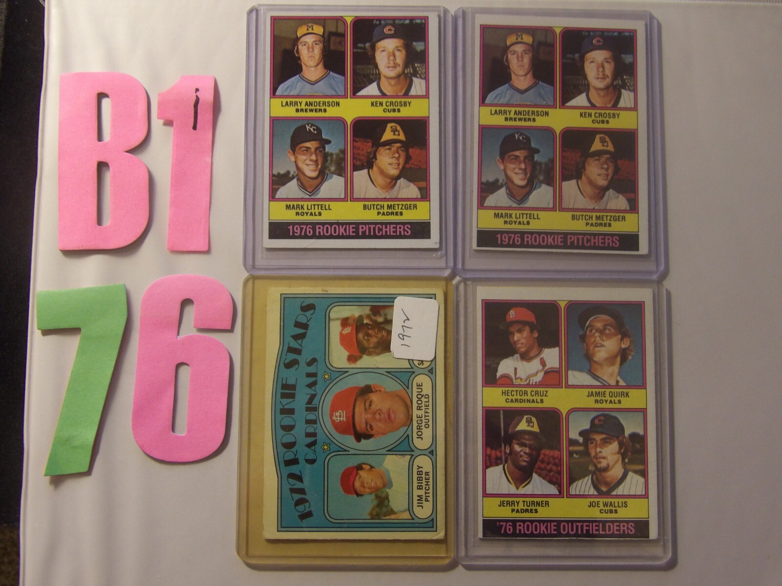 4 CARD LOT OLD STLOUIS CARDINALS 11976 11972 KC ROYALS 21976 ROOKIES