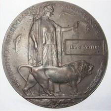 WW1 Death Penny Plaque LEWIS WAKELIN Plus SLEEVE Researched