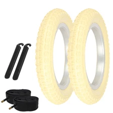 PRO+ Bicycle TIRE 12" 1/2 X 2 1/4" CREAM COMP III (2) TIRES TUBES & LEVERS