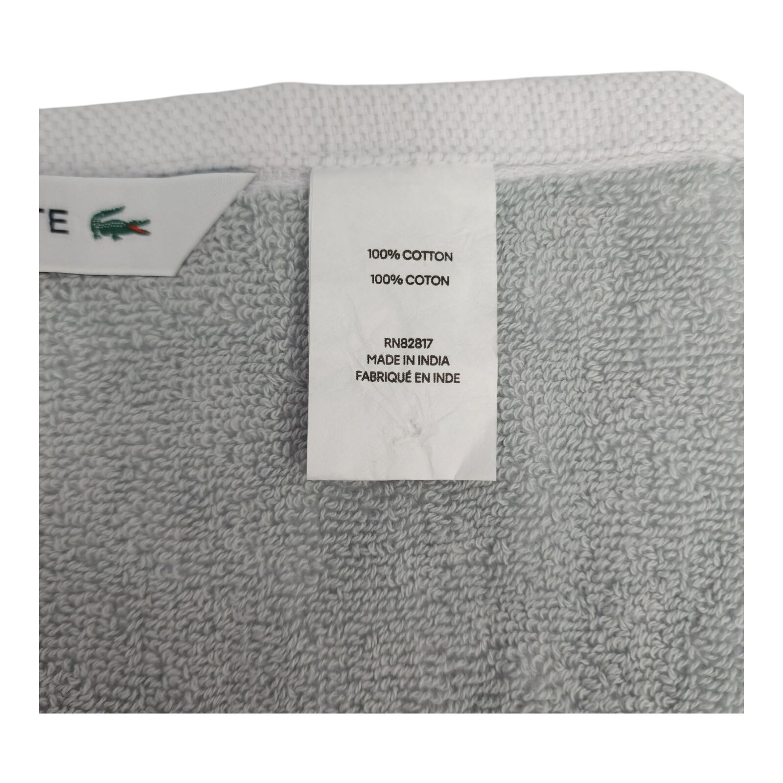 Lacoste Bath Towel 30" X 52" Gray / White 100% Cotton Highly Absorbent Low Lint thumbnail 7