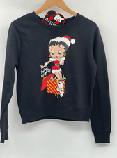 Betty Boop Sweatshirt Women Size Medium Holiday Christmas Black Long Sleeve New