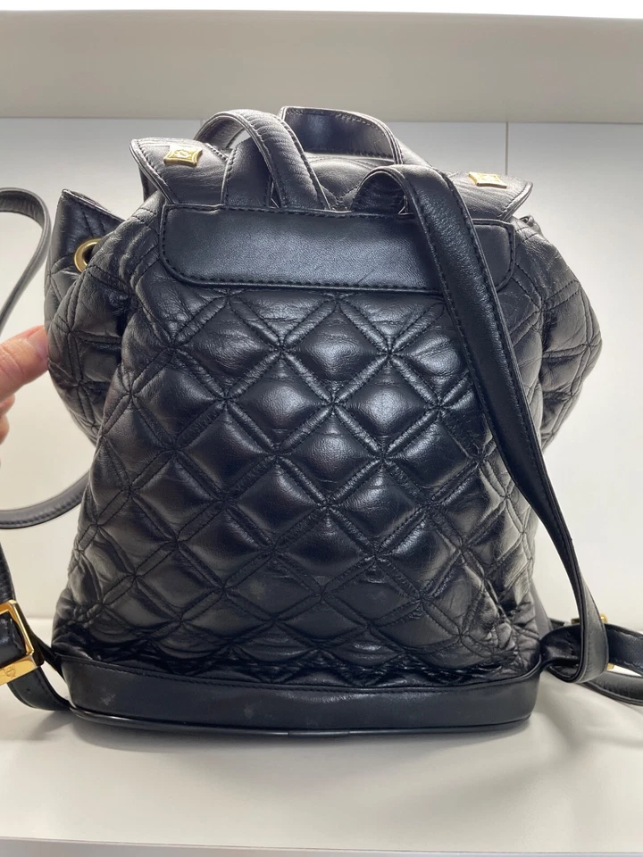 MCM Quilt Black Leather Backpack Vintage - Image 3 of 4