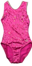 Alpha Factor Adult XS AXS Gymnastics Leotard Bright Pink Bubble Accents