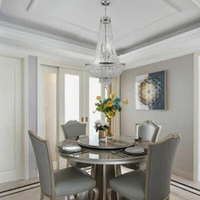 French Empire Crystal Chandelier Large Foyer Ceiling Lighting LED Lamp 9 Light!