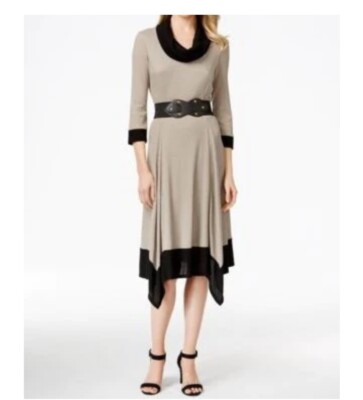 New Style & Co. Women Cowl Neck Elbow Sleeve Ribbed Knit Sweater Dress SIZE  L | eBay