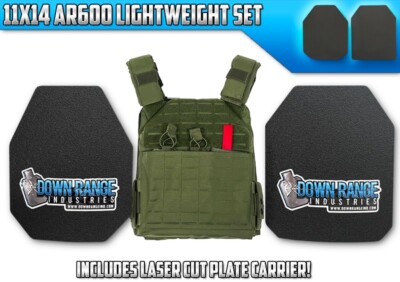 AR600 Level 3+ LIGHTWEIGHT Body Armor Plates -11x14 with Vest Med