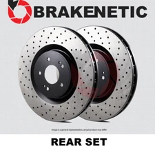 REAR SET BRAKENETIC Premium Cross Drilled Brake Disc Rotors BNP34095.CD