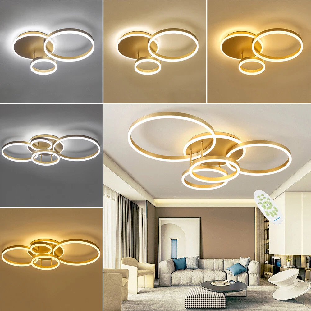 Circle Ring Led Ceiling Light Contemporary Semi Flush Mount Fixture Chandelier