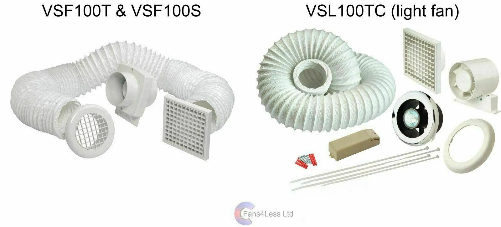 VSF100T, VSF100S, VSL100TC Light, Timer, Standard Extractor Fan Shower Bathroom