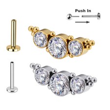 Titan 3er Kristall Kugeln Stecker Labret Ohr ...