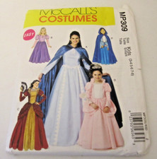 McCall's Costumes MP309 Easy Pattern Sz Kids 3-8 Princess Gown/Cape UNCUT