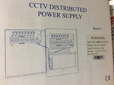 CCTV Distributed Power Supply 24v.AC/9 Output Fuse Type-PTC