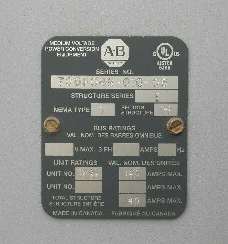 ALLEN BRADLEY 7000A-A140DED-RPDTD VARIABLE FREQUENCY VFD 5000 V