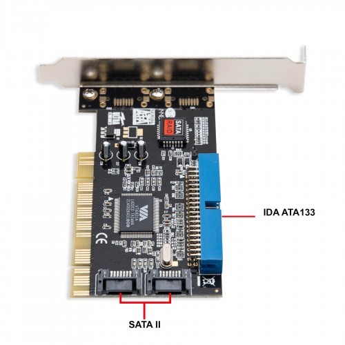 SYBA - 1 Port ATA133 IDE and 2 Port SATA II PCI Software RAID Card - SD-VIA-1A2S - Bild 5 von 7