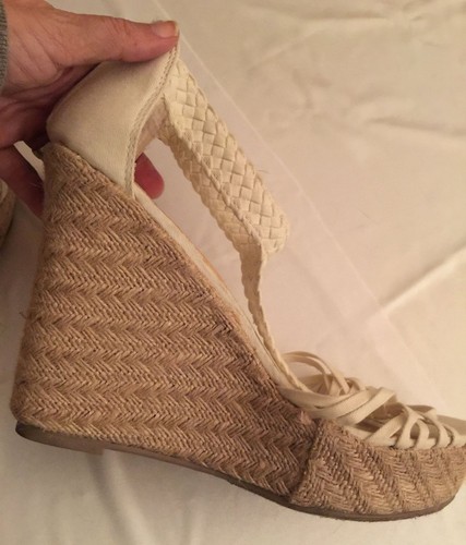 NWT~MOSSIMO Offwhite Strappy Wedge Espadrilles Women's Casual Summer Heels~11 - Picture 6 of 7