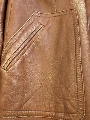 Vintage Men's Brown Leather Jacket 70s Trench Belted 44 Styled By