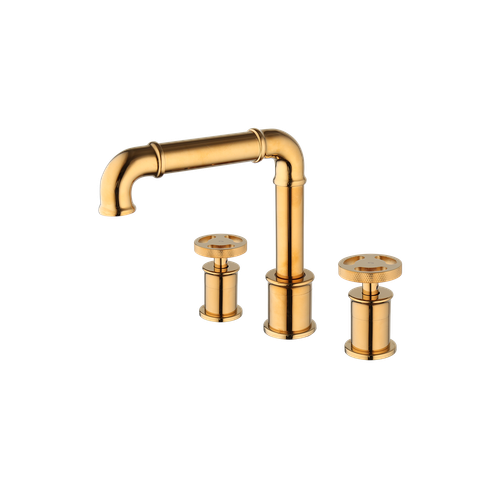 Grifo tradicional negro de doble mango amplio de baño de baño montado - Imagen 21 de 32