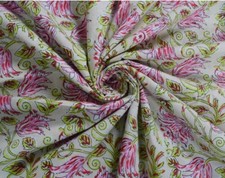 Indian Hand Block Print 100 Cotton Running Crafts Floral Dress Fabric By 5 Yard