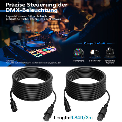 2X 3M Audio DMX512 Kabel 3-Pin XLR Signalkabel für Moving head PAR Bühnenlicht