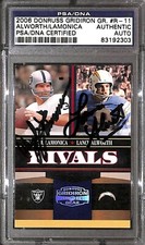 Lance Alworth Daryle Lamonica Signed 2006 Donruss Gridiron Gear Card R11 PSA/DNA