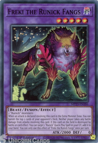 MP23-EN186 Freki the Runick Fangs :: Super Rare 1st Edition YuGiOh Card