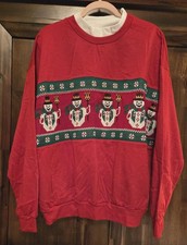 Vintage Ugly Christmas Sweatshirt Women Xl Snowmen Nutcracker Brand NWT 80's