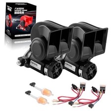 Air Horn for Truck,Compact Electric Train Horn,Car Horn 12v black horn 2pcs